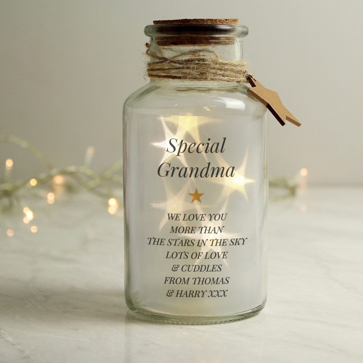 Personalised Free Text LED Glass Jar: 3 - LED Lighting By Gift Moments