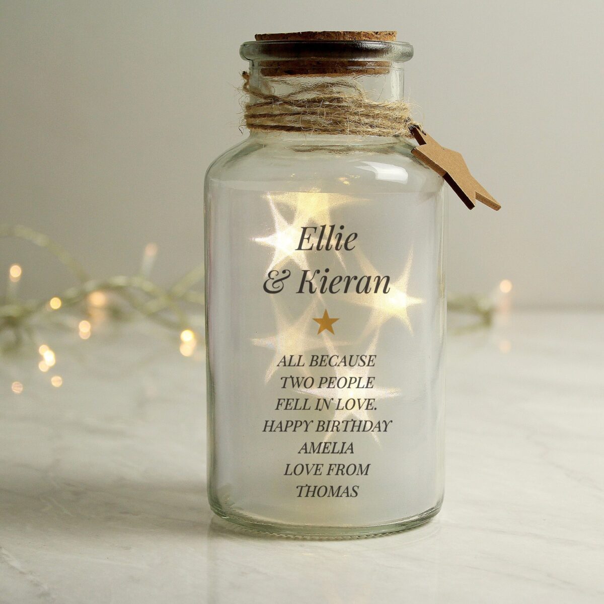 Personalised Free Text LED Glass Jar: 1 - LED Lighting By Gift Moments