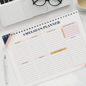 Personalised Free Text Navy & Blush A4 Desk Planner: 2 - Calendars & Planners By Gift Moments
