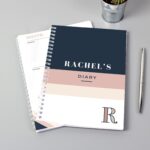 Personalised Free Text Navy & Blush A5 Diary: 1 - Diaries By Gift Moments