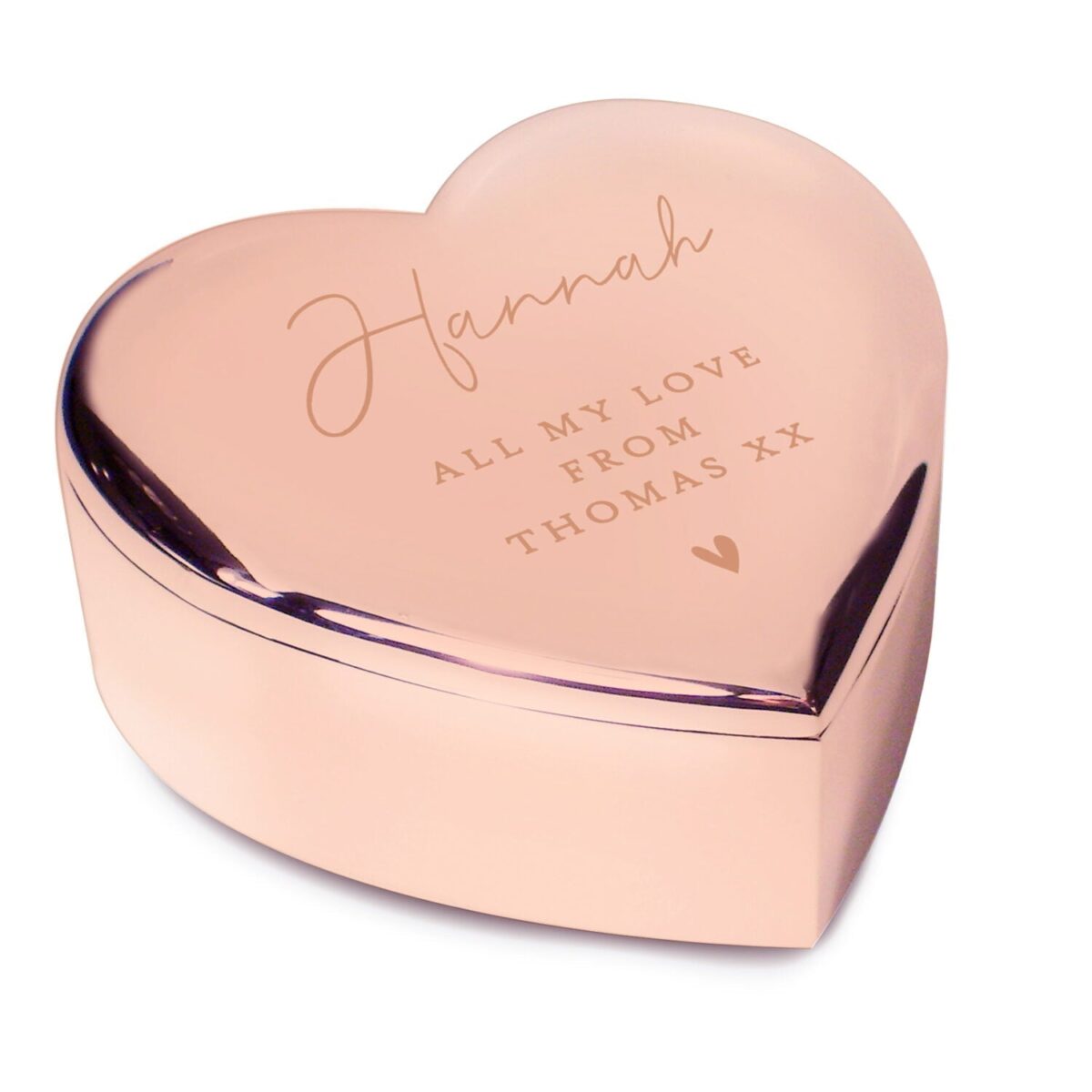 Personalised Free Text Rose Gold Heart Trinket Box: 5 - Trinket Boxes By Gift Moments