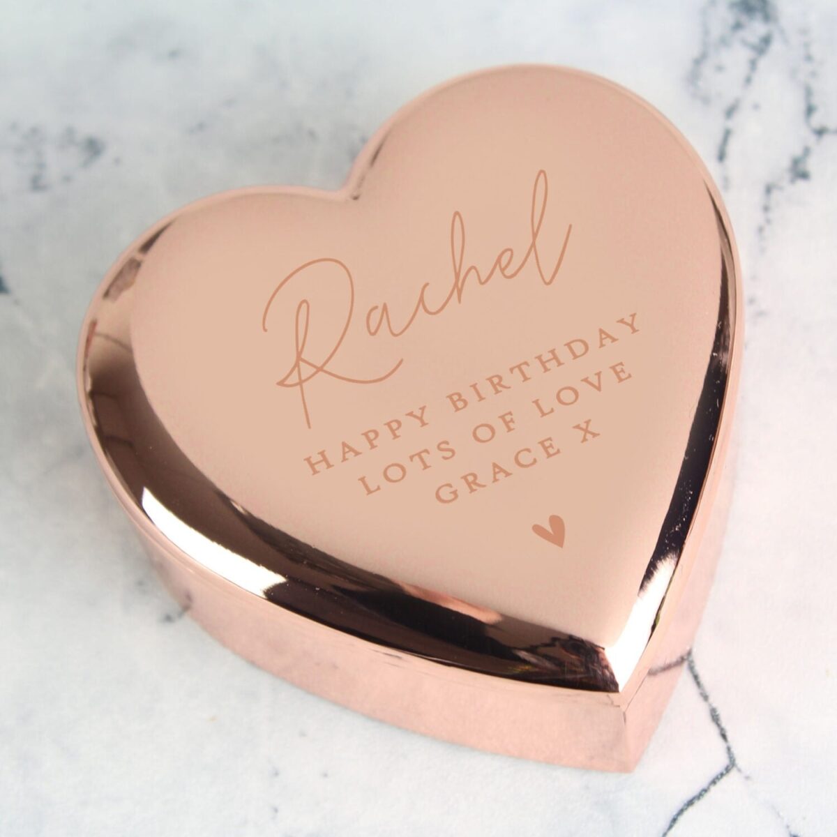 Personalised Free Text Rose Gold Heart Trinket Box: 4 - Trinket Boxes By Gift Moments