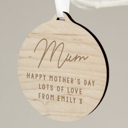 Personalised Free Text Round Wooden Decoration: 1 - Decorations By Gift Moments