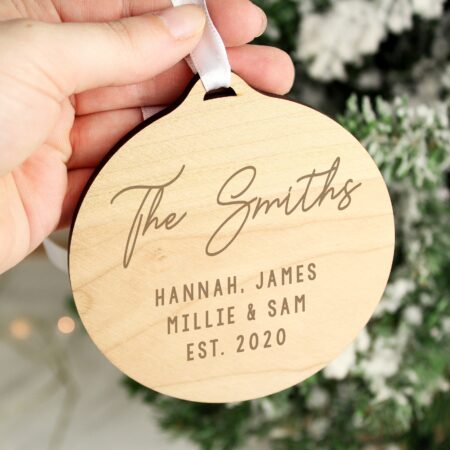 Personalised Free Text Round Wooden Decoration: 6 - Decorations By Gift Moments