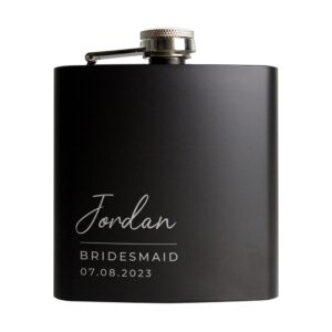 Personalised Free Text Script Black Hip Flask: 5 - Hip Flasks By Gift Moments