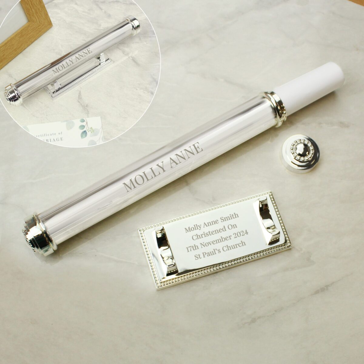 Personalised Free Text Silver Plated Certificate Holder: 9 - Certificate Holders By Gift Moments