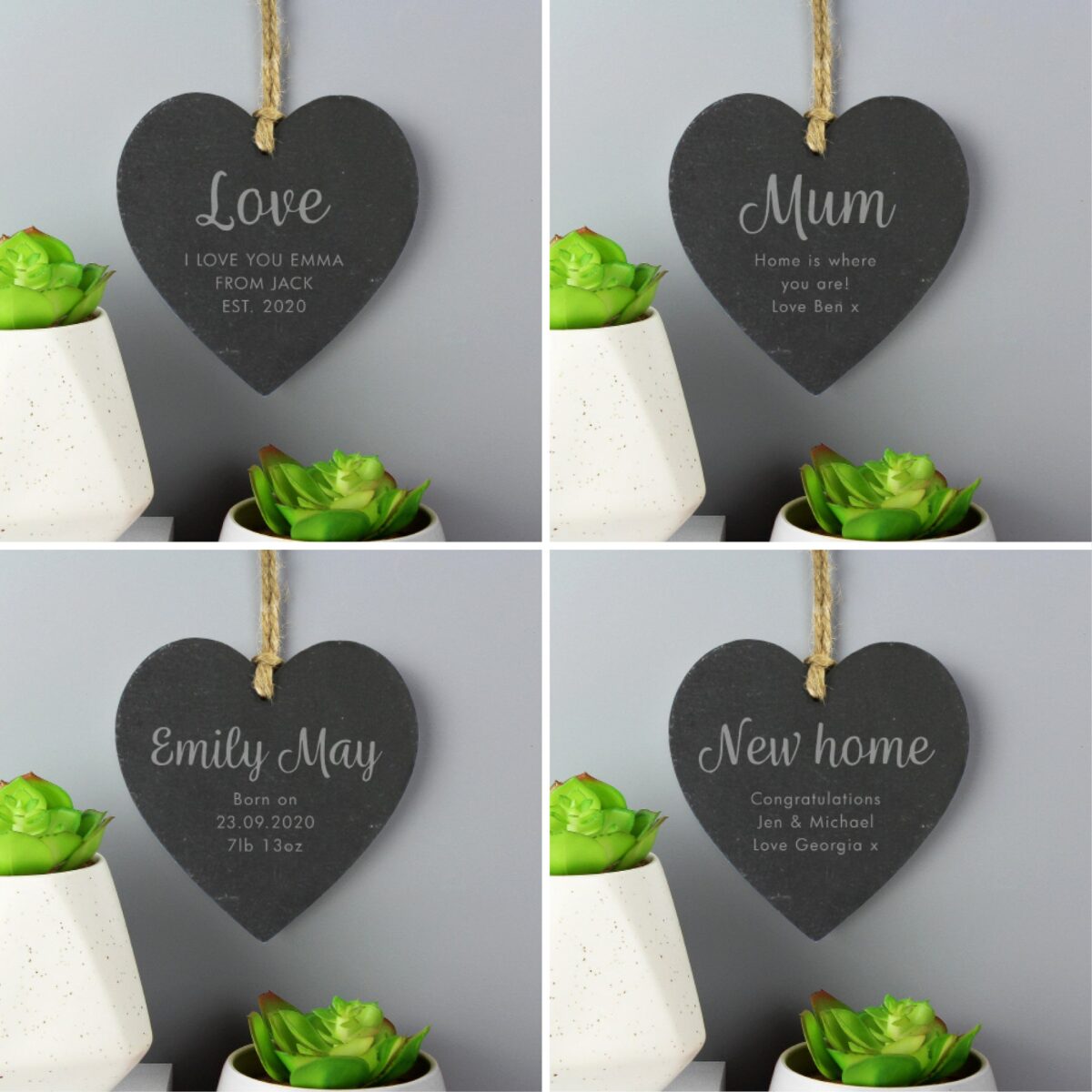 Personalised Free Text Slate Heart Decoration: 5 - Decorations By Gift Moments