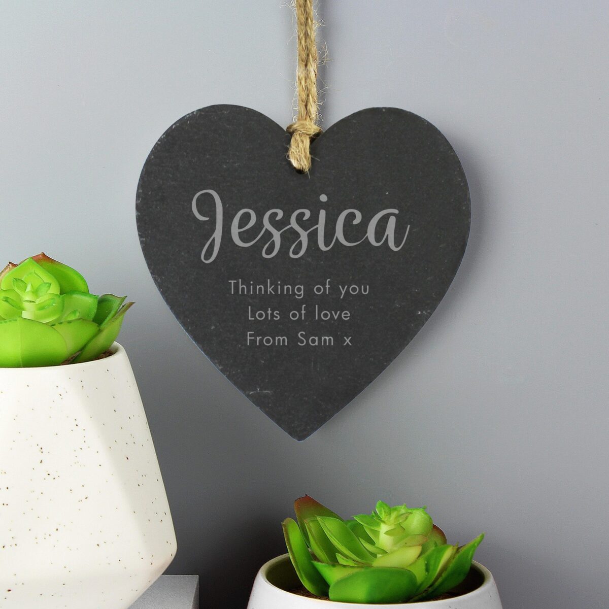 Personalised Free Text Slate Heart Decoration: 1 - Decorations By Gift Moments