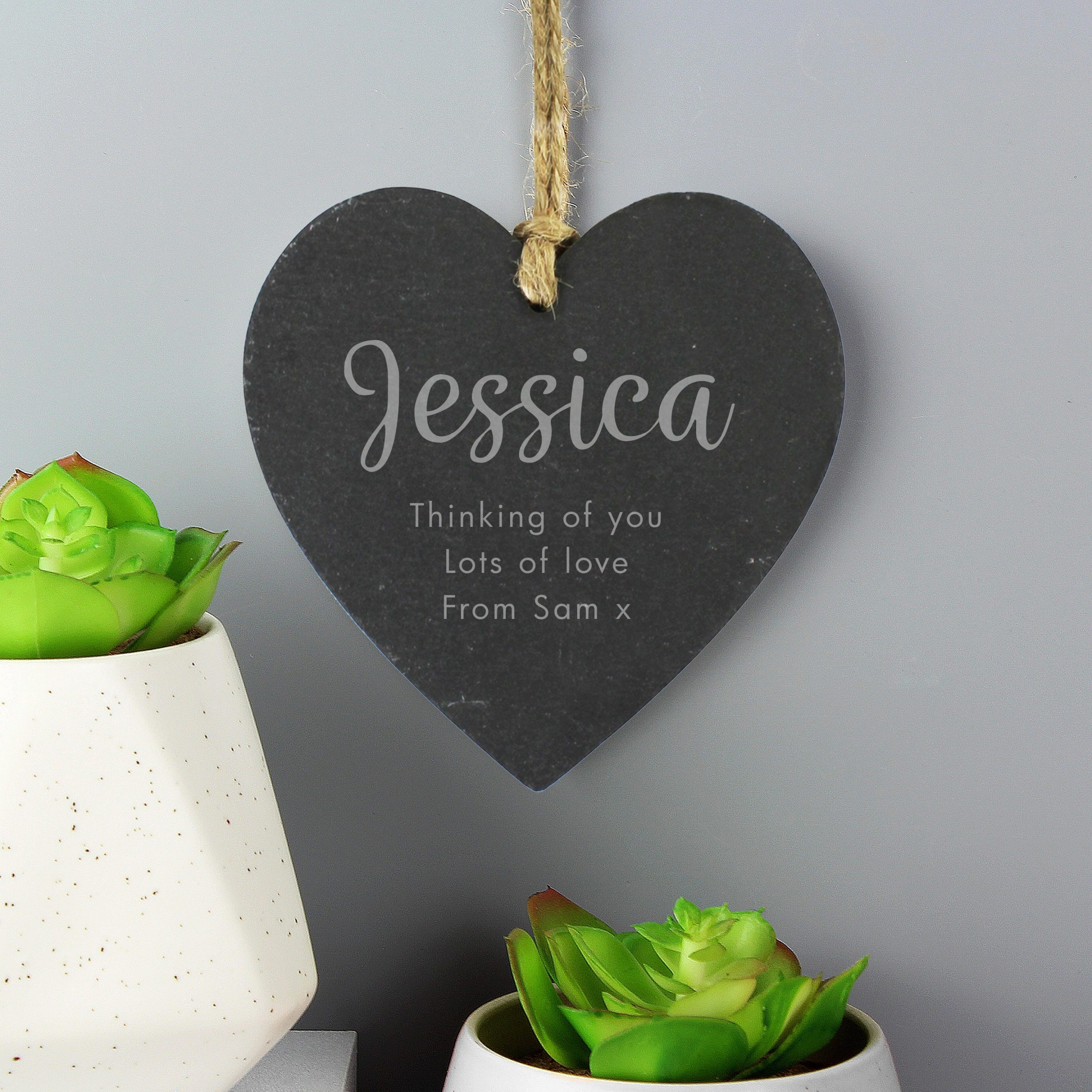 Personalised Free Text Slate Heart Decoration: 1 - Decorations By Gift Moments