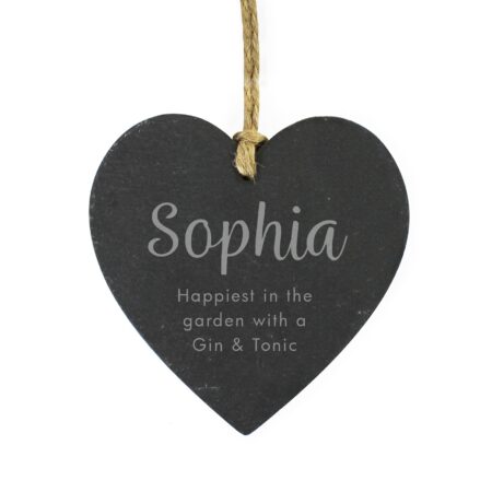 Personalised Free Text Slate Heart Decoration: 4 - Decorations By Gift Moments