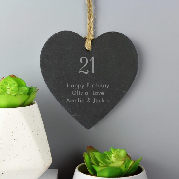 Personalised Free Text Slate Heart Decoration: 2 - Decorations By Gift Moments