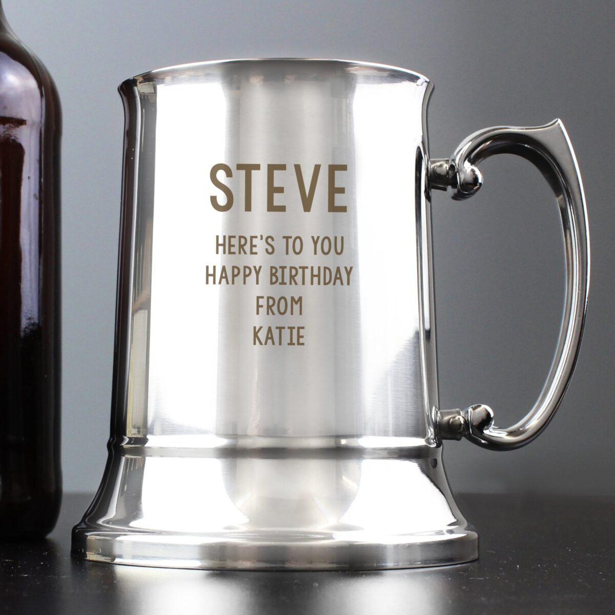 Personalised Free Text Stainless Steel Tankard: 2 - Tankards By Gift Moments