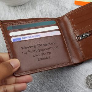 Personalised Free Text Tan Leather Wallet: 5 - Wallets & Money Clips By Gift Moments