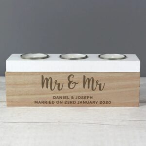Personalised Free Text Triple Tea Light Box: 4 - Candle Holders By Gift Moments