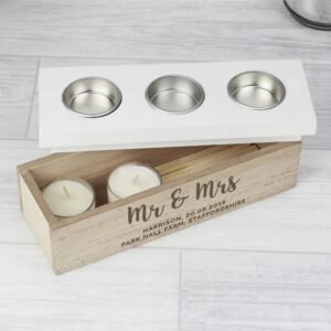 Personalised Free Text Triple Tea Light Box: 3 - Candle Holders By Gift Moments
