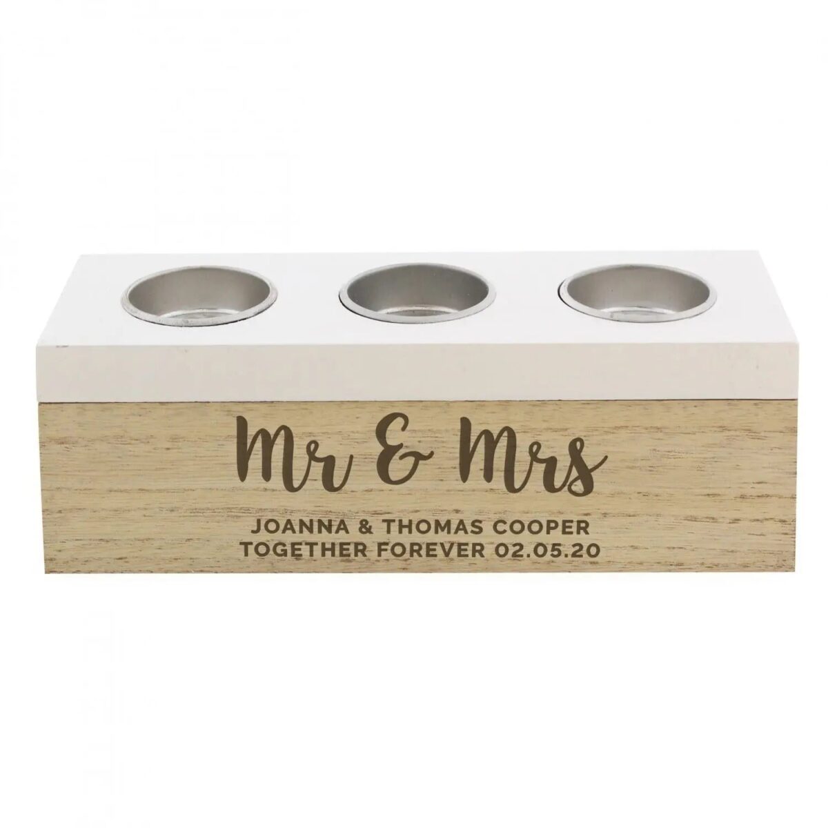 Personalised Free Text Triple Tea Light Box: 5 - Candle Holders By Gift Moments