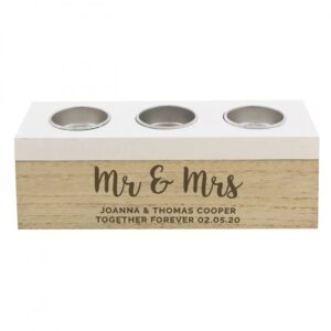 Personalised Free Text Triple Tea Light Box: 5 - Candle Holders By Gift Moments