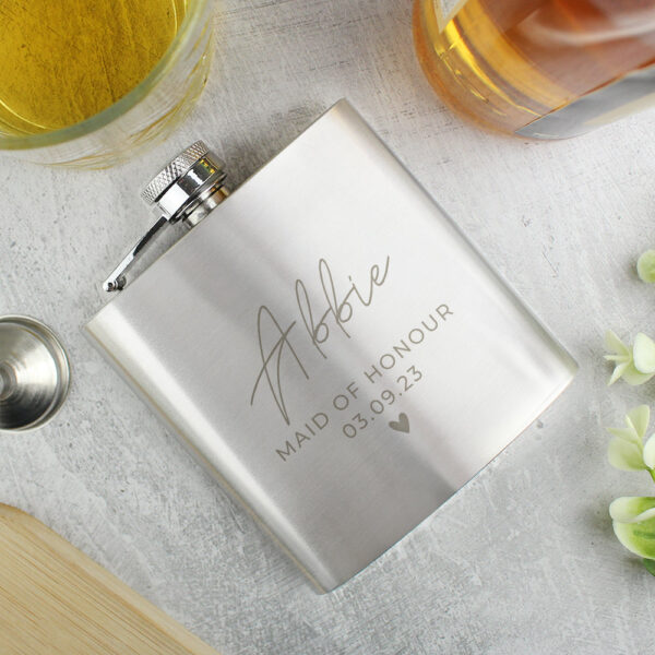 Personalised Free Text Wedding Party Hip Flask: 1 - Hip Flasks By Gift Moments