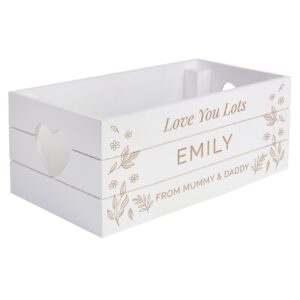 Personalised Free Text White Wooden Crate: 5 - Storage By Gift Moments