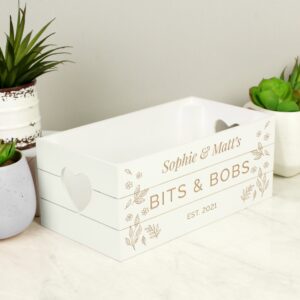 Personalised Free Text White Wooden Crate: 3 - Storage By Gift Moments