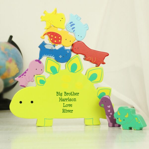 Personalised Free Text Wooden Dinosaur Stacker Toy: 1 - Toys By Gift Moments