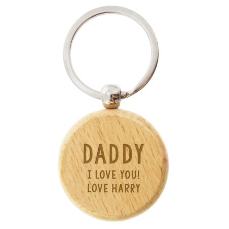 Personalised Free Text Wooden Keyring: 4 - Keyrings By Gift Moments