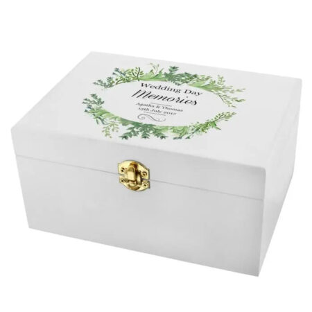 Personalised fresh botanical white wooden keepsake box