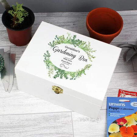Personalised fresh botanical white wooden keepsake box