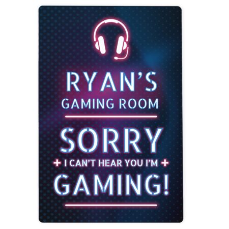 Personalised gamer warning metal sign