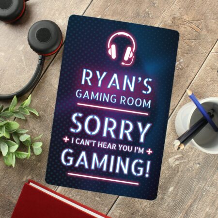 Personalised gamer warning metal sign