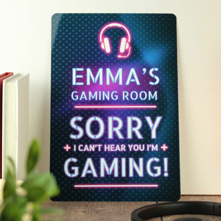 Personalised gamer warning metal sign