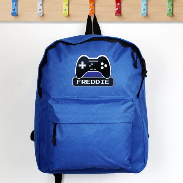 Personalised Gaming Blue Backpack: 2 - Kids Bags By Gift Moments
