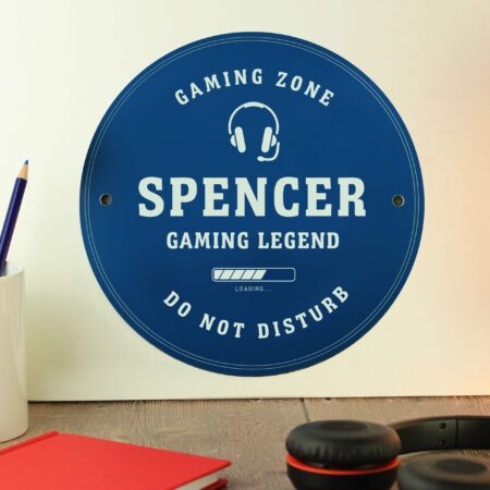 Personalised gaming blue plaque