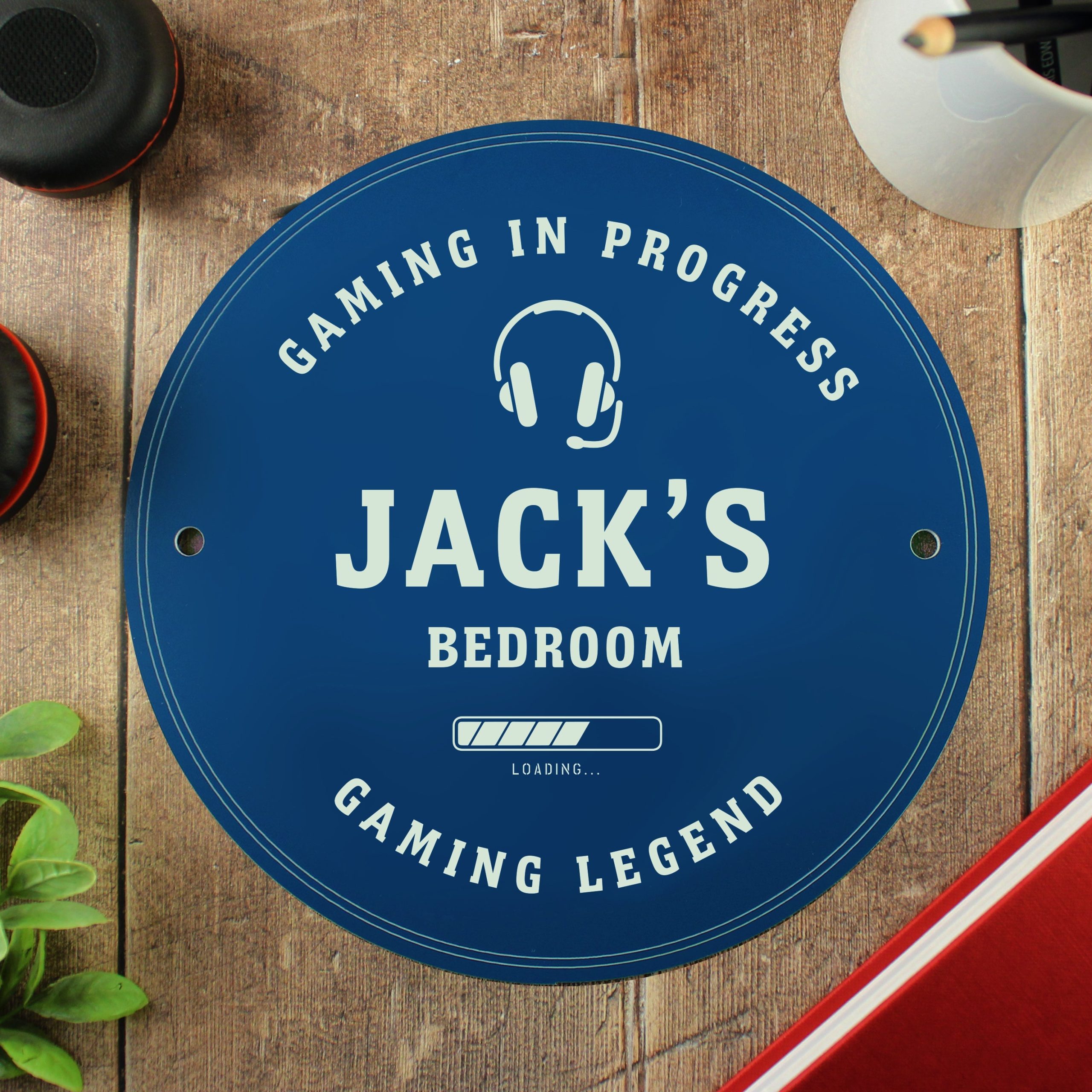 Personalised gaming blue plaque