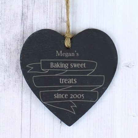Personalised Garden Bloom Slate Heart Decoration: 2 - Decorations By Gift Moments