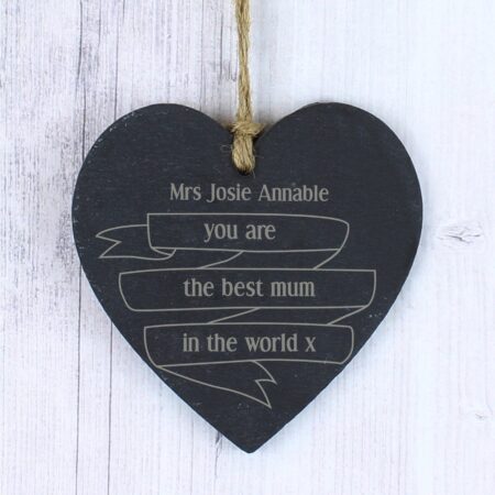 Personalised Garden Bloom Slate Heart Decoration: 1 - Decorations By Gift Moments