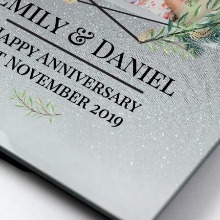 Personalised Geo Leaves 4x4 Glitter Glass Photo Frame: 3 - Photo Frames By Gift Moments