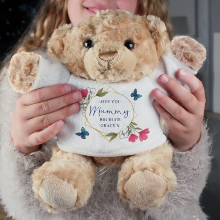 Personalised Geometric Floral Teddy Bear: 1 - Teddy Bears & Soft Toys By Gift Moments