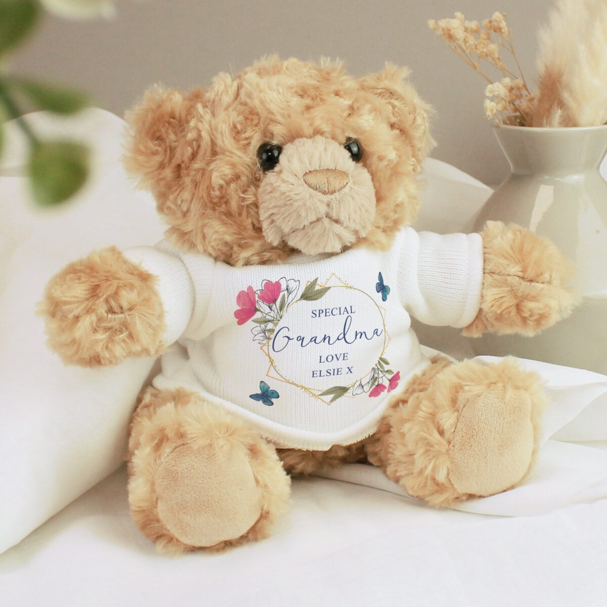 Personalised Geometric Floral Teddy Bear: 3 - Teddy Bears & Soft Toys By Gift Moments