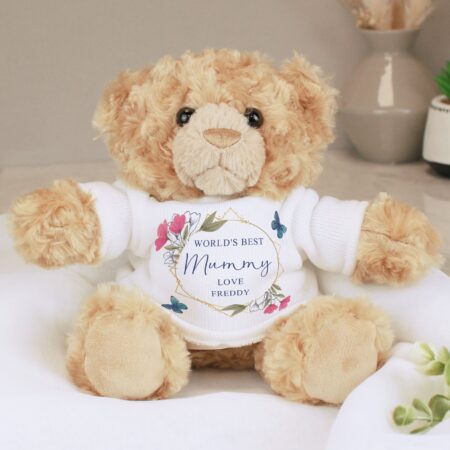 Personalised Geometric Floral Teddy Bear: 7 - Teddy Bears & Soft Toys By Gift Moments