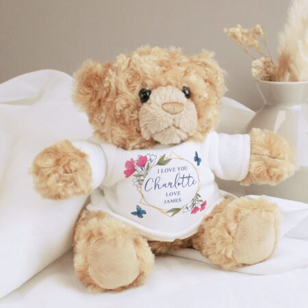 Personalised Geometric Floral Teddy Bear: 4 - Teddy Bears & Soft Toys By Gift Moments