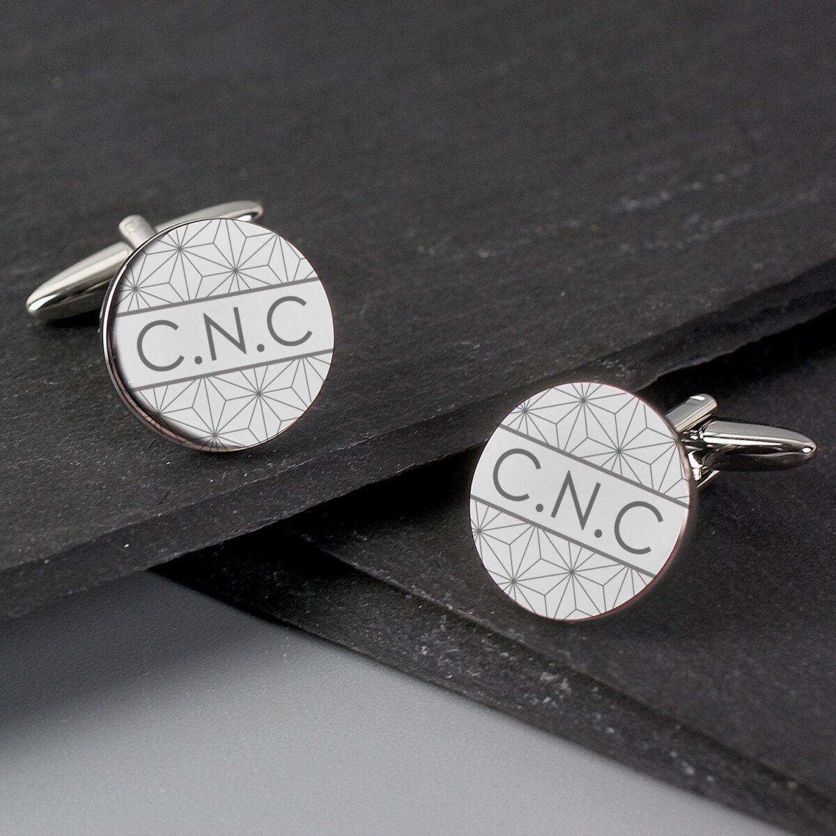 Personalised Geometric Round Cufflinks: 4 - Cufflinks & Tie Slides By Gift Moments