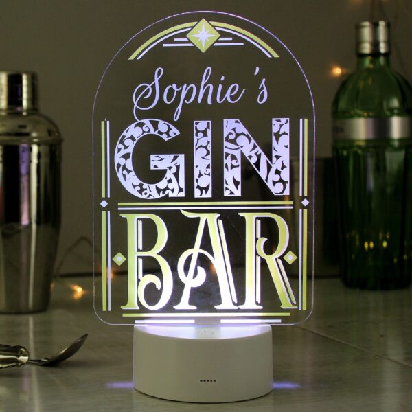 Personalised Gin Bar LED Colour Changing Night Light: 1 - LED Lighting By Gift Moments