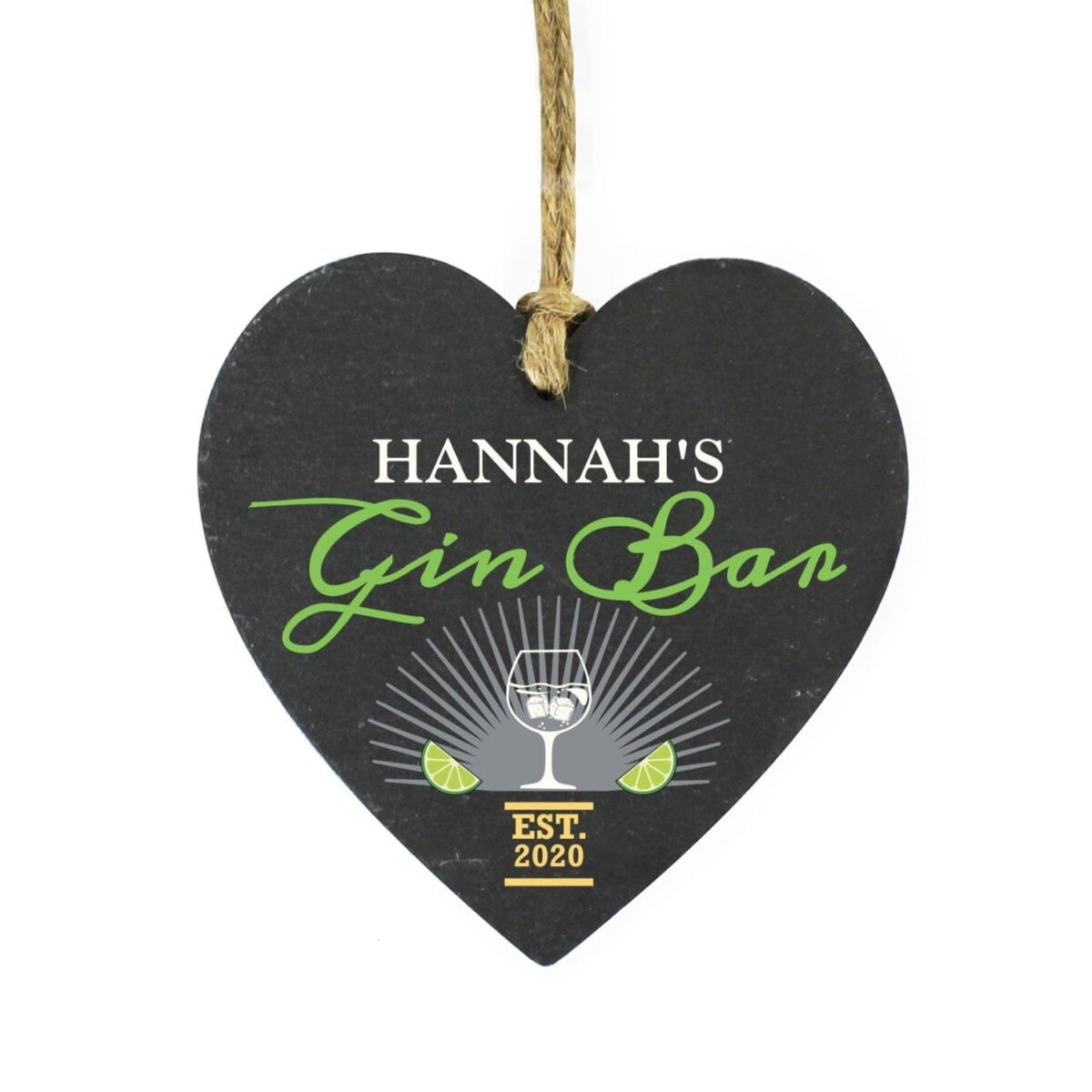 Personalised Gin Bar Slate Heart Decoration: 3 - Decorations By Gift Moments