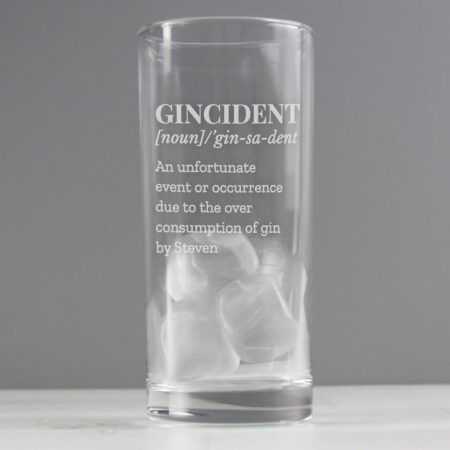Personalised Gincident Hi Ball Glass: 4 - Highball Glasses By Gift Moments