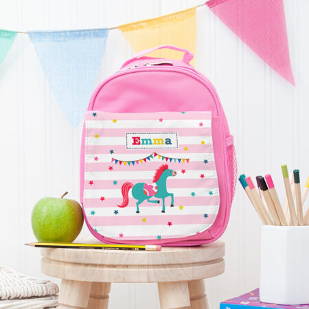 Personalised Girl’s Circus Themed Pink Lunch Bags: 2 - Horse - Lunch Boxes & Bags By Gift Moments