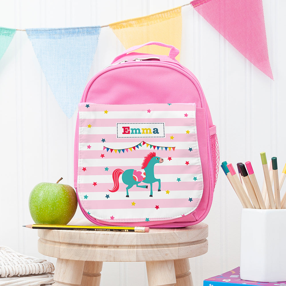 Personalised Girl’s Circus Themed Pink Lunch Bags: 2 - Horse - Lunch Boxes & Bags By Gift Moments