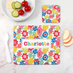Personalised Girl’s Patterned Placemat & Coaster Sets: 1 - Floral - Placemats By Gift Moments