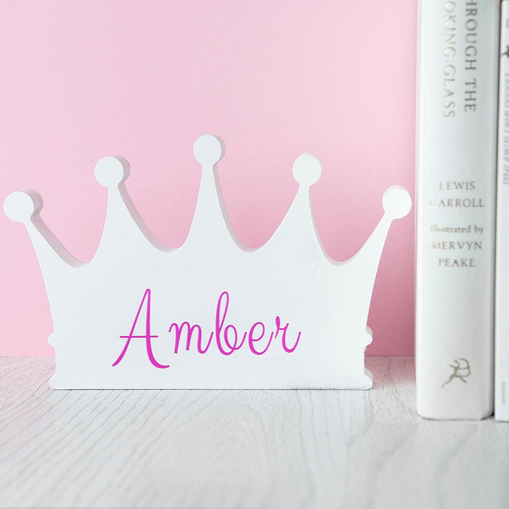 Personalised Girls Wooden Crown Ornament: 5 - Ornaments By Gift Moments