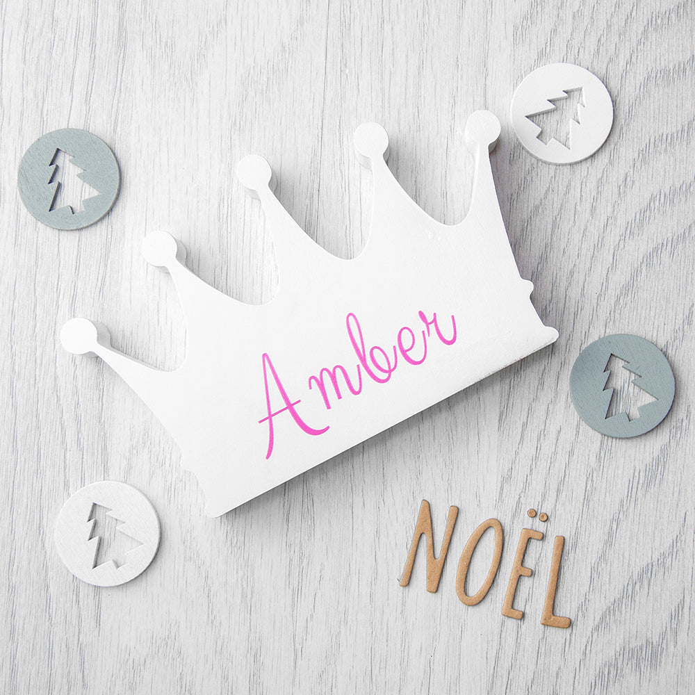 Personalised Girls Wooden Crown Ornament: 2 - Ornaments By Gift Moments